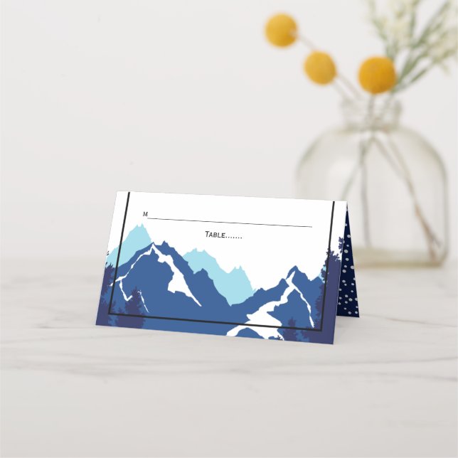 Carte De Placement Montagnes bleues hiver mariage plié escorte (Devant)