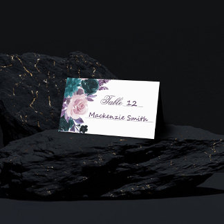 Carte De Placement Moody Boho | Eggplant Purple Floral Bouquet de cou