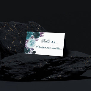 Carte De Placement Moody Boho Floral foncé Turquoise et turquoise