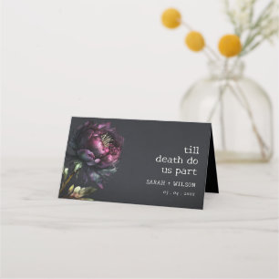 Carte De Placement Moody Gothic violet foncé Mariage de pivoine noire