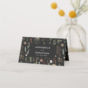 Carte De Placement Moody noir floral élégant