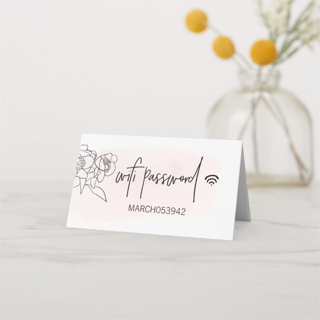 Carte De Placement MOT DE PASSE WIFI rose Panneau du bureau plié (Devant)