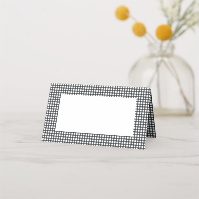 Carte De Placement Motif de contrôle de plaid noir et blanc | Fêtes (Devant)