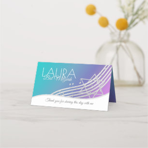 Carte De Placement Musique Bat mitzvah Silver Music Notes Carte de si