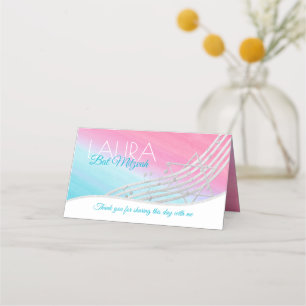 Carte De Placement Musique Bat mitzvah Silver Music Notes Carte de si