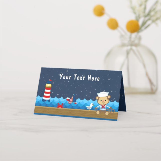 Carte De Placement Nautical Boy Monkey Rouge et Baby shower de marine (Devant)