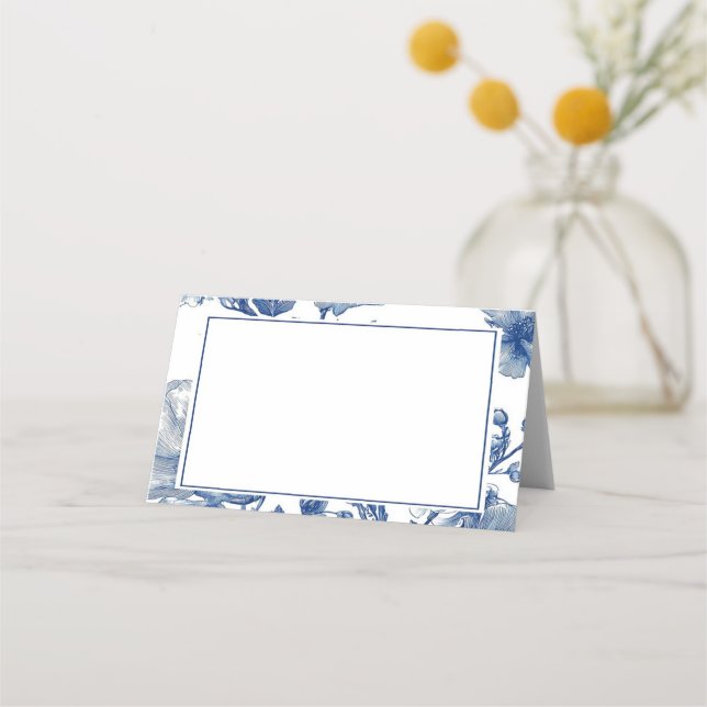 Carte De Placement Navy Blue Floral Wedding  (Devant)