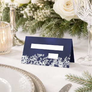 Carte De Placement Neige blanche d'hiver bleu
