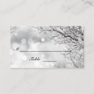 Carte De Placement Neige mousseuse et glace Mariage d'hiver plat