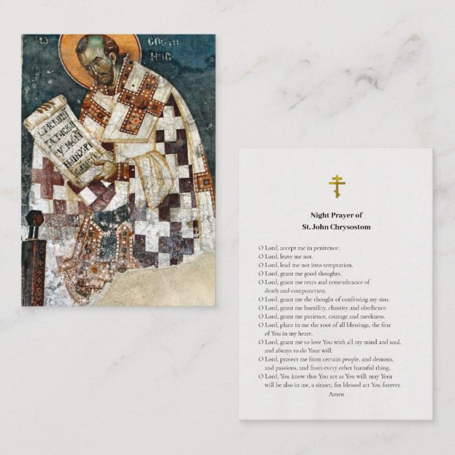Carte De Placement Night Prayer of St. John Chrysostom Prayer Card    (Devant / Derrière)