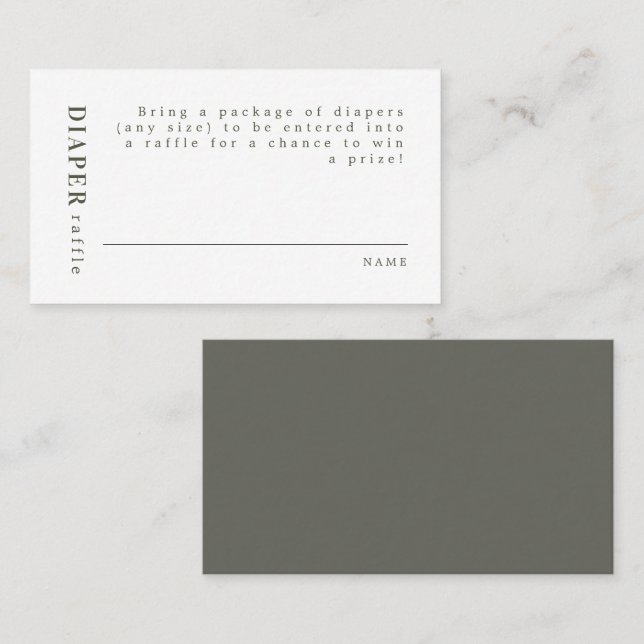 Carte De Placement NINA Moderne Petit Sage Vert Déchets Raffle (Devant / Derrière)