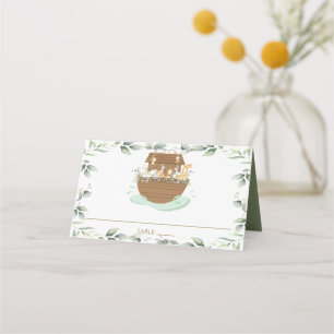 Carte De Placement Noah's Ark Green Animals Baby shower Anniversaire