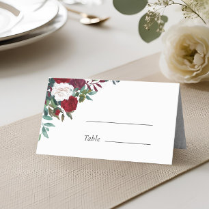 Carte De Placement Noces Bohème Fleurs Rouges Bourgogne