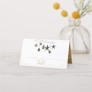 Carte De Placement Noël Black et or moderne Place Card