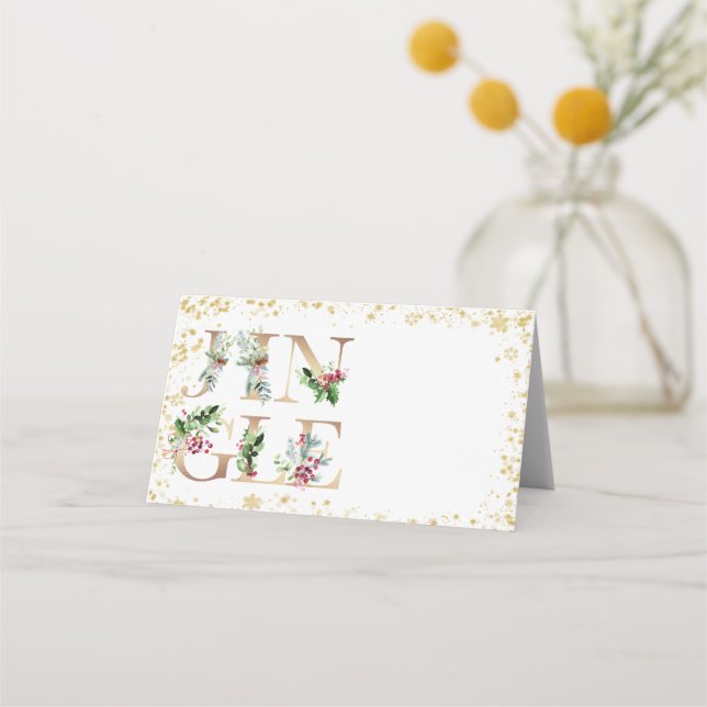 Carte De Placement noël hiver Jingle or fête (Devant)
