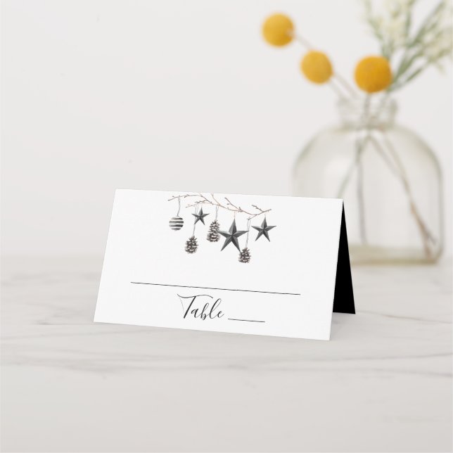 Carte De Placement Noël Noir Dîner Soirée Carte Place (Devant)