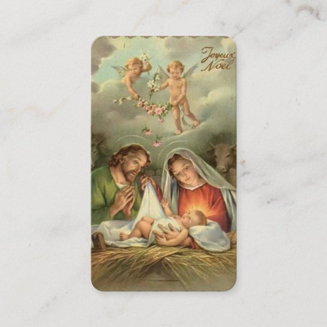 Carte De Placement Noël religieux Jésus Saint Joseph Marie Prière (Devant)
