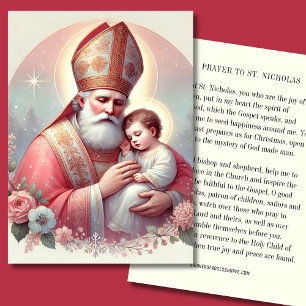 Carte De Placement Noël Saint Nicolas. Jour de la fête du bébé Jésus