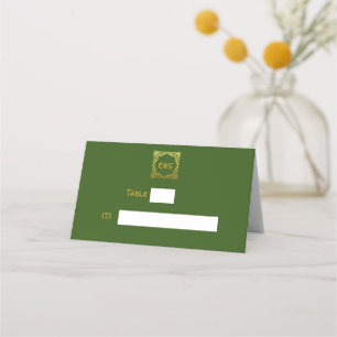 Carte De Placement Nœud Celtique en Or Faux Vert pour Mariage Celtiqu