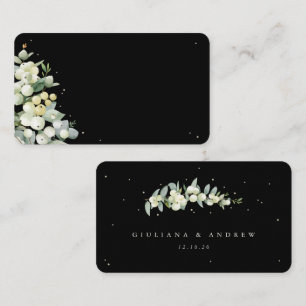 Carte De Placement Noir blanc Snowberry + Mariage Eucalyptus plat