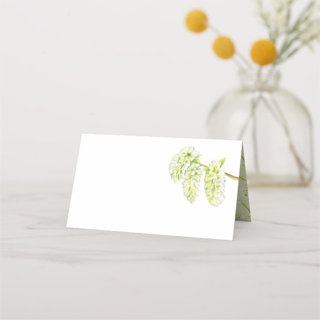 Carte De Placement Nom d'aquarelle des catkins de tremble vert (Devant)