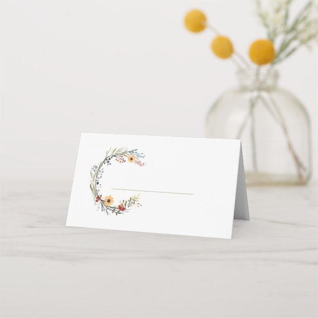 Carte De Placement Nom de la couronne fleur sauvage (Devant)