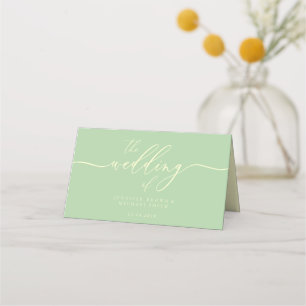 Carte De Placement Nom de mariage simple pistache et crème