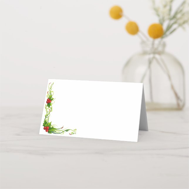 Carte De Placement Nom Place Card-Joyeux Noël Holly (Devant)