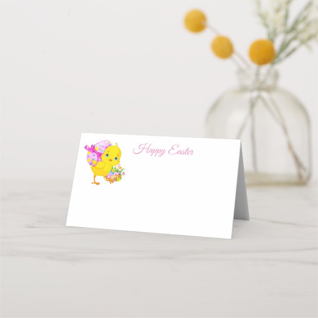 Carte De Placement Nom plié Placer carte-poussin de Pâques (Devant)
