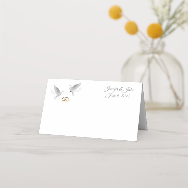 Carte De Placement Nom plié Placer Doves Mariage Carte-Noms personnal (Devant)