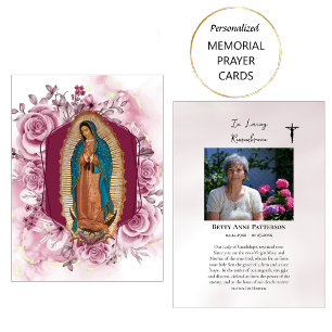 Carte De Placement Notre-Dame de Guadalupe Rose Mystique Prière Funér