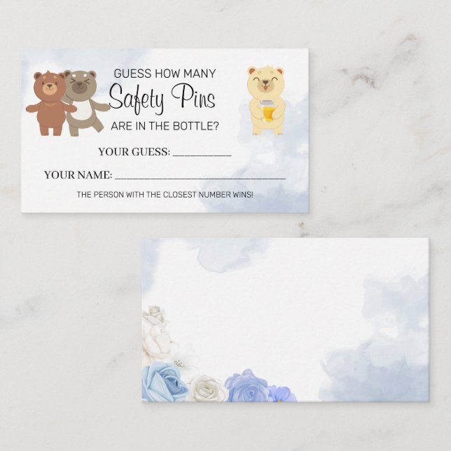 Carte De Placement Nounours Combien de broches de sécurité baby showe (Devant / Derrière)