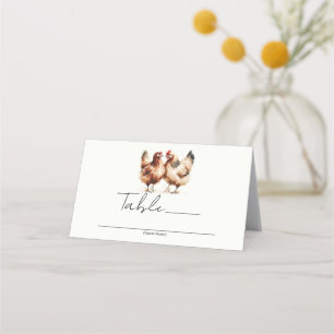 Carte De Placement Numéro de table de mariage à la campagne aux poule
