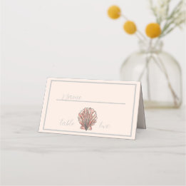 Carte De Placement Numéro de table de mariage coquillage aquarelle