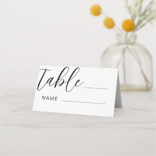 Carte De Placement Numéro de table de Mariage noir et blanc moderne