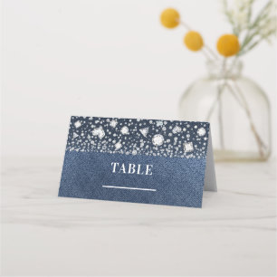 Carte De Placement Numéro de table de placement assise en denim et di