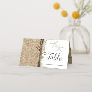 Carte De Placement Numéro de table en toile de jute étoile de mer pla