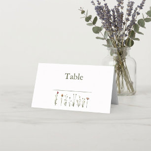 Carte De Placement Numéro de table mariage de fleurs sauvages