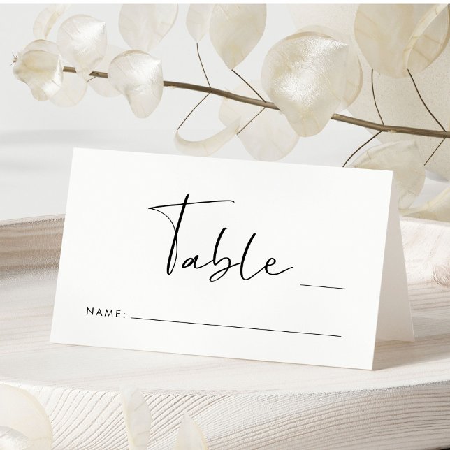 Carte De Placement Numéro de table Mariage de script chic (Créateur téléchargé)
