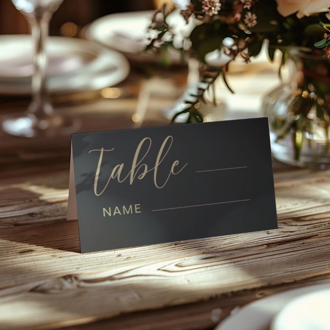 Carte De Placement Numéro de table moderne Black & Gold Mariage (Créateur téléchargé)