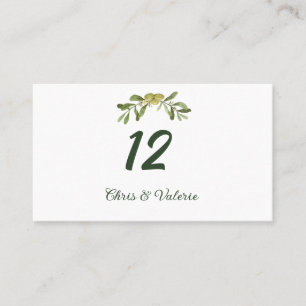Carte De Placement Numéro de table vert d'olive moderne