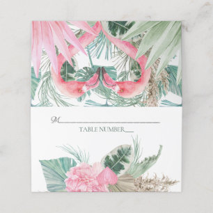 Carte De Placement Numéro de tableau Flamant rose rose Fleurs tropica