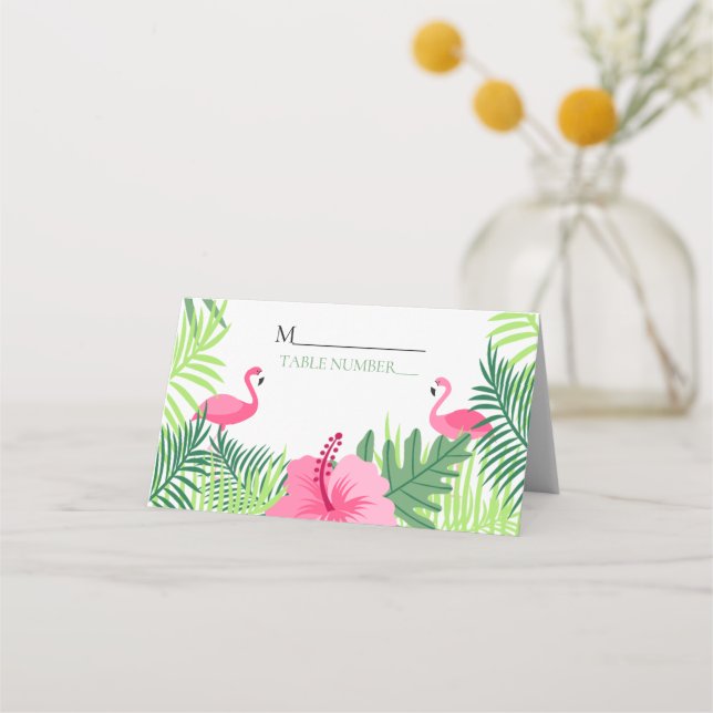Carte De Placement Numéro de tableau Flamant rose rose Tropical Aloha (Devant)