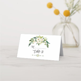 Carte De Placement Numéro de tableau Floral à floraison blanche moder
