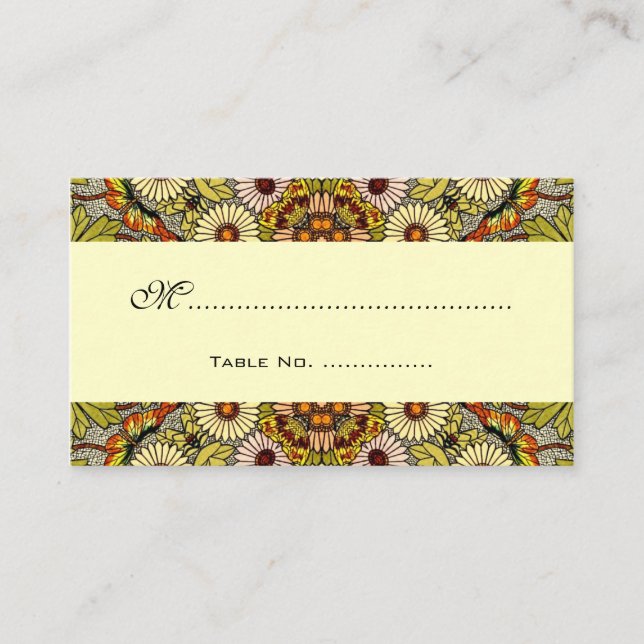 Carte De Placement Numéros De Table De Mariage Vintage, Papillons Fle (Devant)