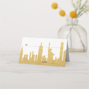 Carte De Placement NYC Skyline Silhouette New York City Gold Escort
