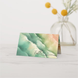 Carte De Placement Ocean Beach Green Mariage Watercolor Table