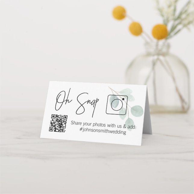 Carte De Placement OH SNAP QR Code Eucalyptus Carte de table pliée (Devant)