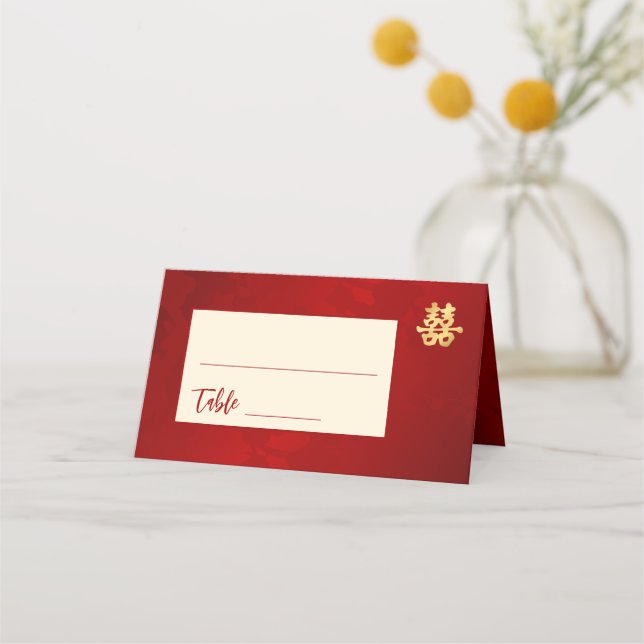 Carte De Placement Or rouge | Mariage chinois (Devant)