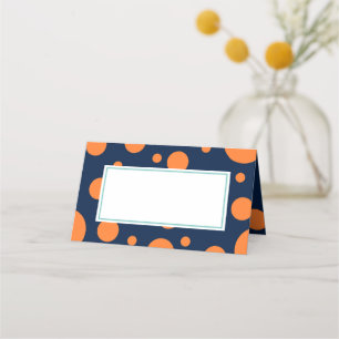 Carte De Placement Orange Navy Blue Polka Dot Mint Anniversaire
